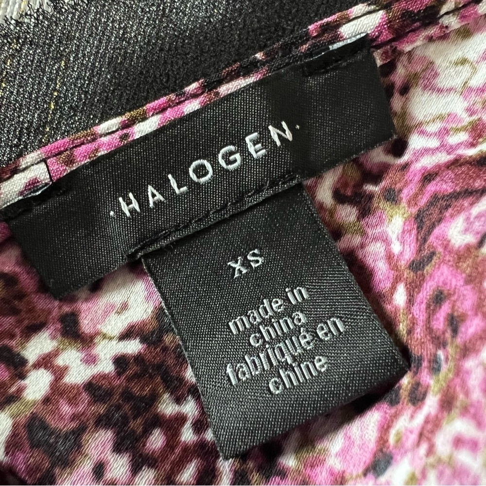 Halogen Raw edge chiffon tank top Ladies size xs Black pink abstract print - Picture 5 of 8